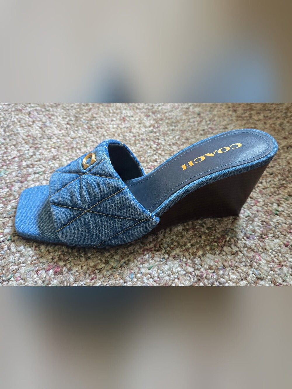 Coach Quilted Denim Heel Womens Size 7 - Picture 2 of 10